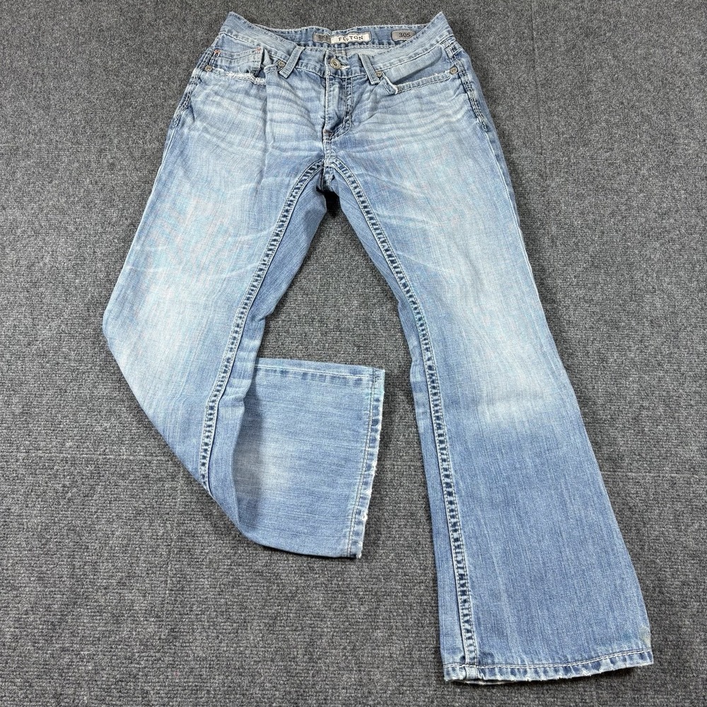 Buckle Jeans Mens 30s Fits 28x27 Blue BKE Fulton Bootcut Denim Whiskers Distress